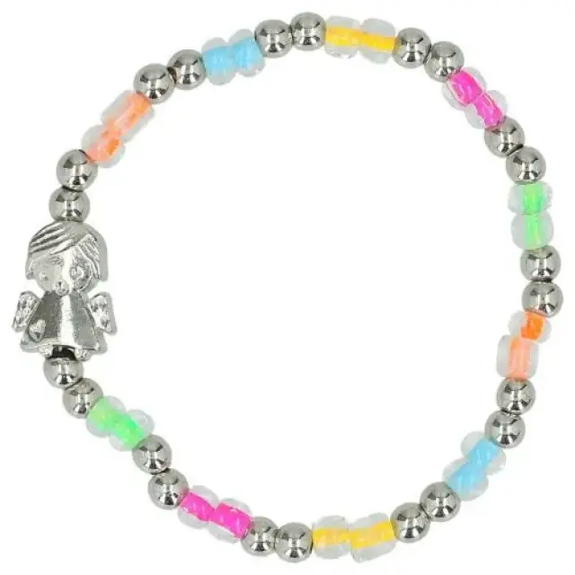Armband op elastiek multicolor + engel