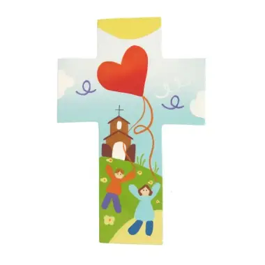 Croix murale 14 cm Enfants et cerf-volant