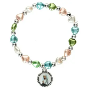 Bracelet sur élastique coeurs multicolores