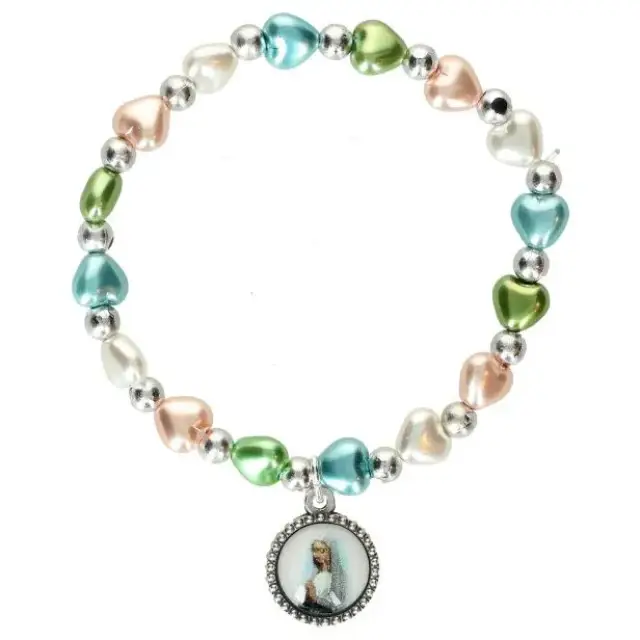 Bracelet sur élastique coeurs multicolores