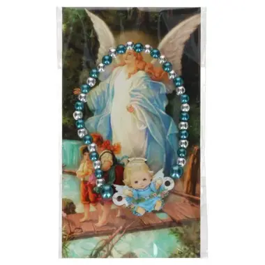 Bracelet sur élastique avec ange bleu