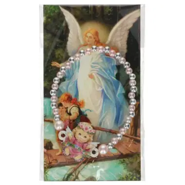 Bracelet sur élastique avec ange rose