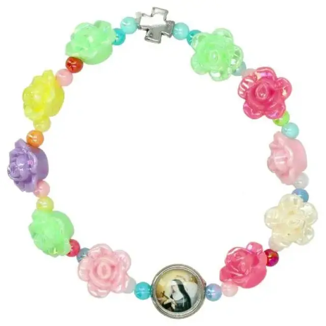 Bracelet s/élast. multicolore/enfants+méd Ste Rita