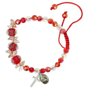 Armband / koord - Kristal rood + Med. H Rita