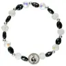 Armband op elastiek glas wit - zwart + med H. Rita