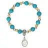 Bracelet sur élastique Bois et turquoise