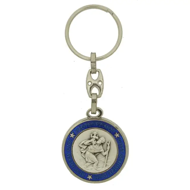 key ring St Christopher Text FR /text in Dutch / D 35 mm