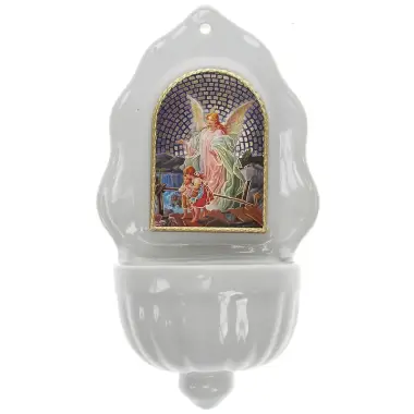 Stoup Guardian Angel Porcelain 16 x 9 cm