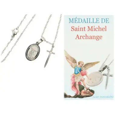 Adornment Steel Medal S Michael + chain 45 cm