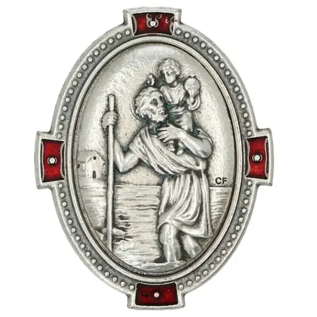 Automagneet H Kristoffel 42 mm Met verz + Email rood