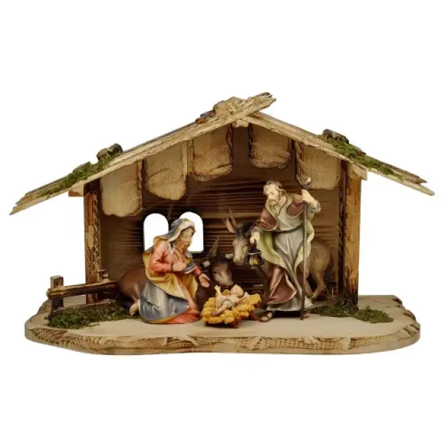 Houten kerststal Ulrich – Kennismakingsset met 5 figuren + stal