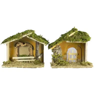 Cabane vide pour personnages de crèche de 8 cm (22x12x19cm).