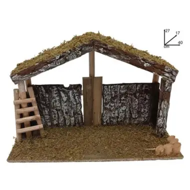 Cabane vide pour personnages de crèche de 15 cm (40x17x27cm)
