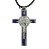 Kruis op koord H Benedictus 5.5 cm Email Blauw