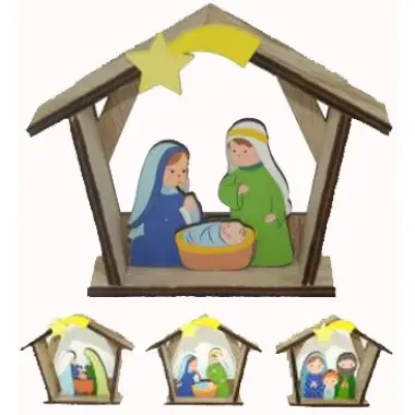 Houten kinderachtig kerstgroep, 3 modellen.