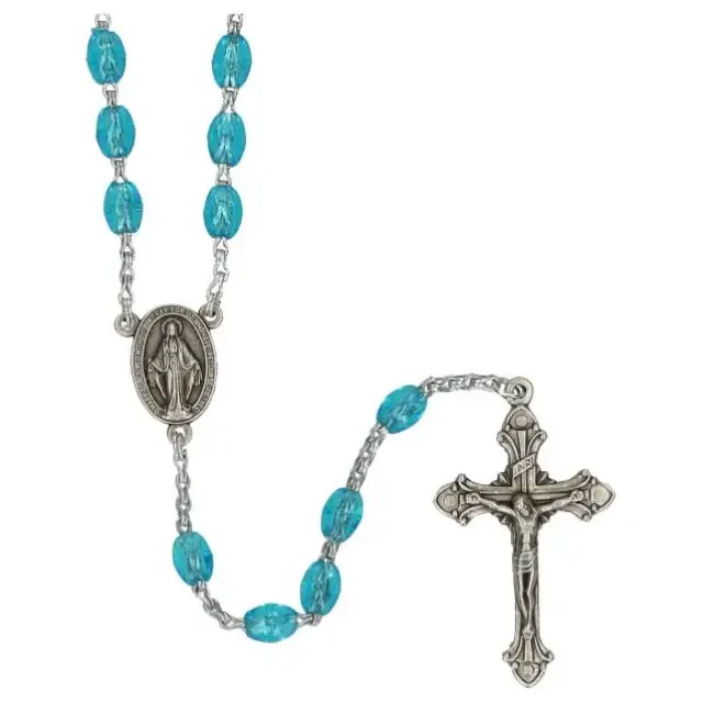 Clear light blue rosary dubble-switched