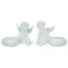 Ange assis + coeur + chauffe-plat - 12 X H9 cm - 2 / set