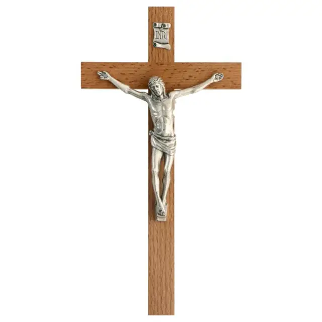Wall Cross 19 cm Wood / Body met.silver