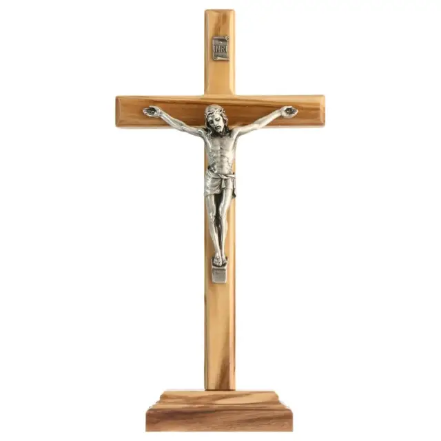 Croix sur base 22 X 8 cm Bois d'olivier