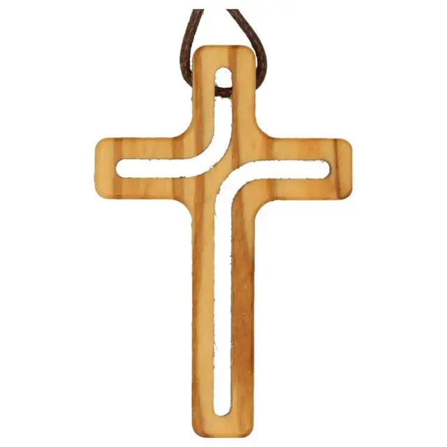 Cross on cord 44 mm Olive wood