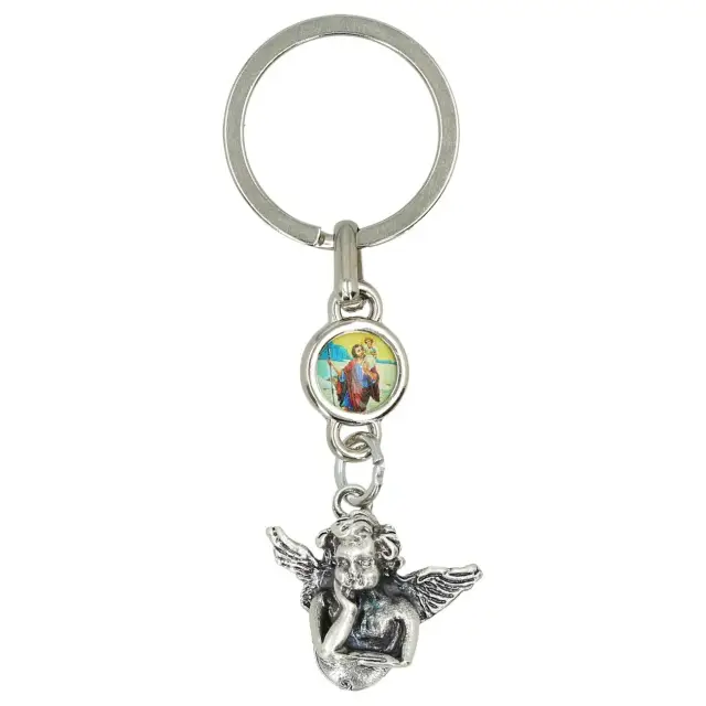 Porte-Clefs Ange + Méd. St Christophe