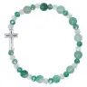 Bracelet elastic with beads in stone Jade + cross