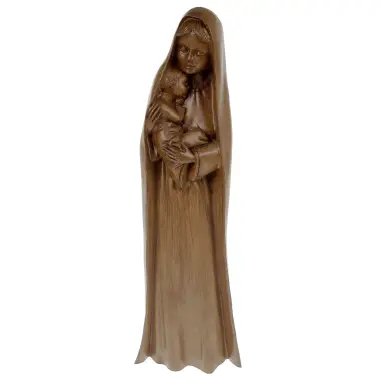 Beeld 30 cm - Maria + Kind - Houtkleur