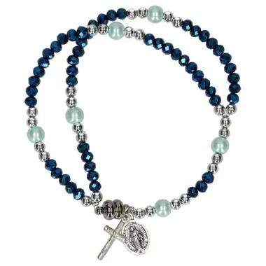 Bracelet-chapelet - cristal - bleu - fermoir aimanté