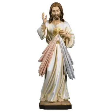 Statue en bois sculpté Christ Miséricordieux 23 cm couleur