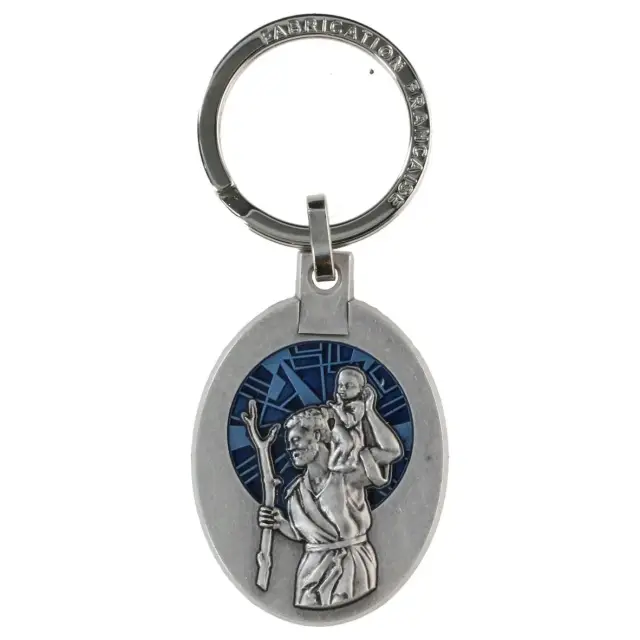 Sleutelhanger - H Kristoffel 45 X 32 mm - Email Blauw