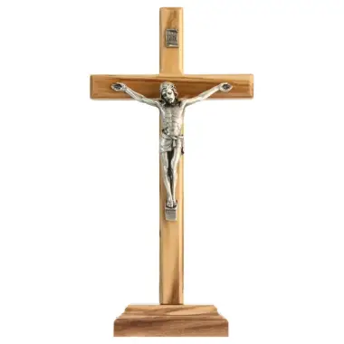 Croix sur base 22 X 8 cm Bois d'olivier