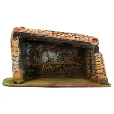 Santons De Provence Stal dak open - 26 x 16 x H 14 cm