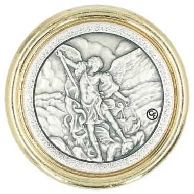Médaille aimantée Saint Michel 30 mm bord doré