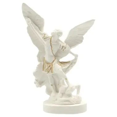Statue 12 cm - Albâtre + Or - St Michel