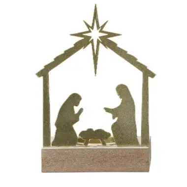 Bougeoir avec crèche en métal 14 cm