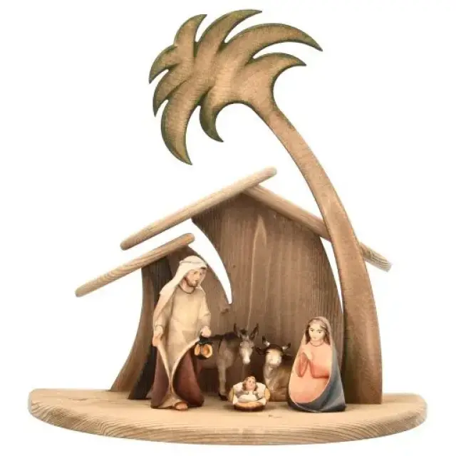 Houten kerststal Komet – kennismakingsset 5 figuren 12 cm + stal
