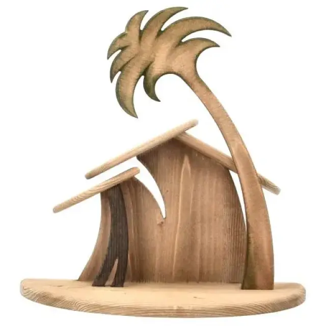Houten kerststal Komet – kennismakingsset 5 figuren 12 cm + stal