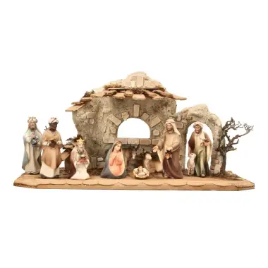 Houten kerststal Komet – Tradition set 9 figuren 12 cm met stal