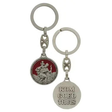 key ring St Christopherr / K.g.t. 30 mm red Email