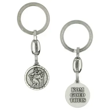 key ring St Christopherr / Kom goed thuis 23 mm