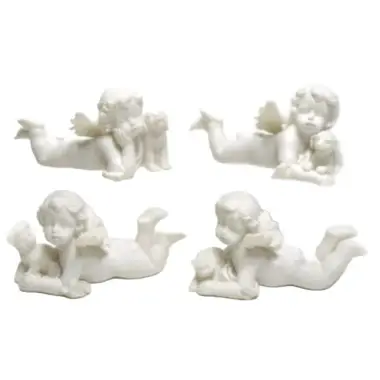 Ange couché + animal - 9.5 X H 4.5 cm - 4 / set