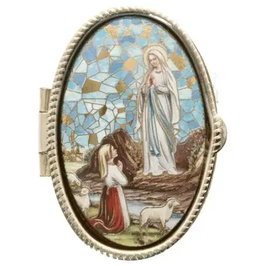 Pillendoosje - Verschijning Lourdes - Mozaiek - Ov52x36 mm