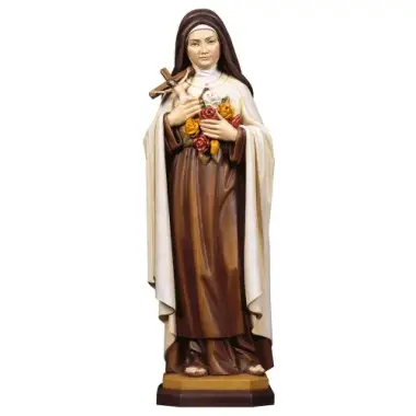 Woodcarving statue of Saint Therese from Lisieux 23 cm colored