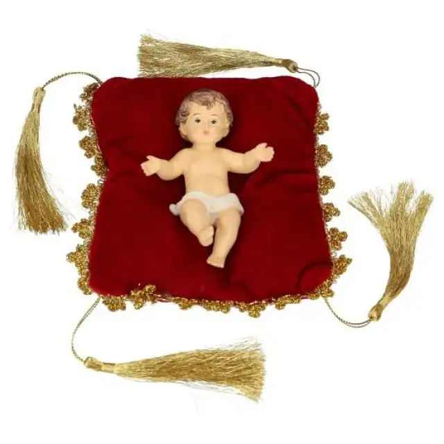 Baby Jesus 10 x 7 cm cushion red 13 x 13 cm