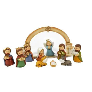 Kerststal met 11 figuren van 6 cm