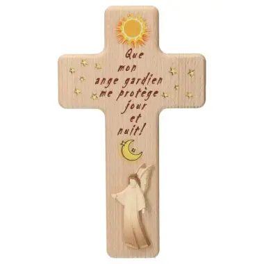 Kruisbeeld in houtsnijwerk - 20 cm - 2 houtkleuren - Mon ange gardien