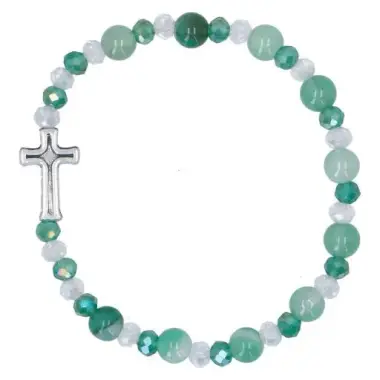 Armband op elastiek met Jada korrels + kruisje