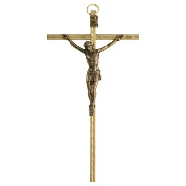 Wall Cross 15 cm Brass hammered
