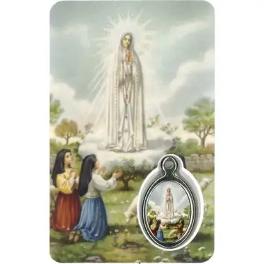 Card with prayer and medal apparition. Fatima text in Dutch