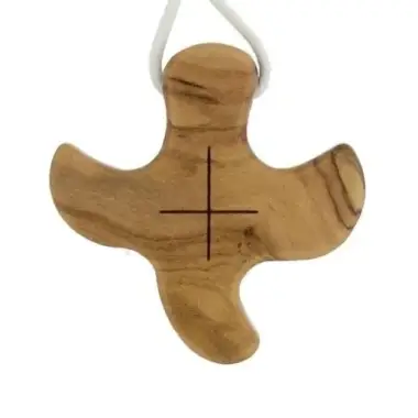 Croix d'aube en bois d'olivier - 33 x 33 mm